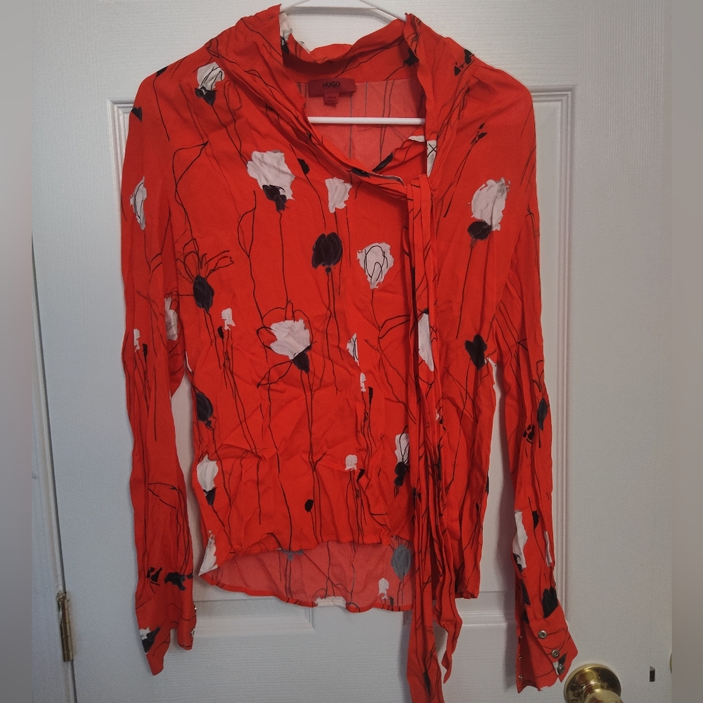 Hugo Boss Red Floral Blouse